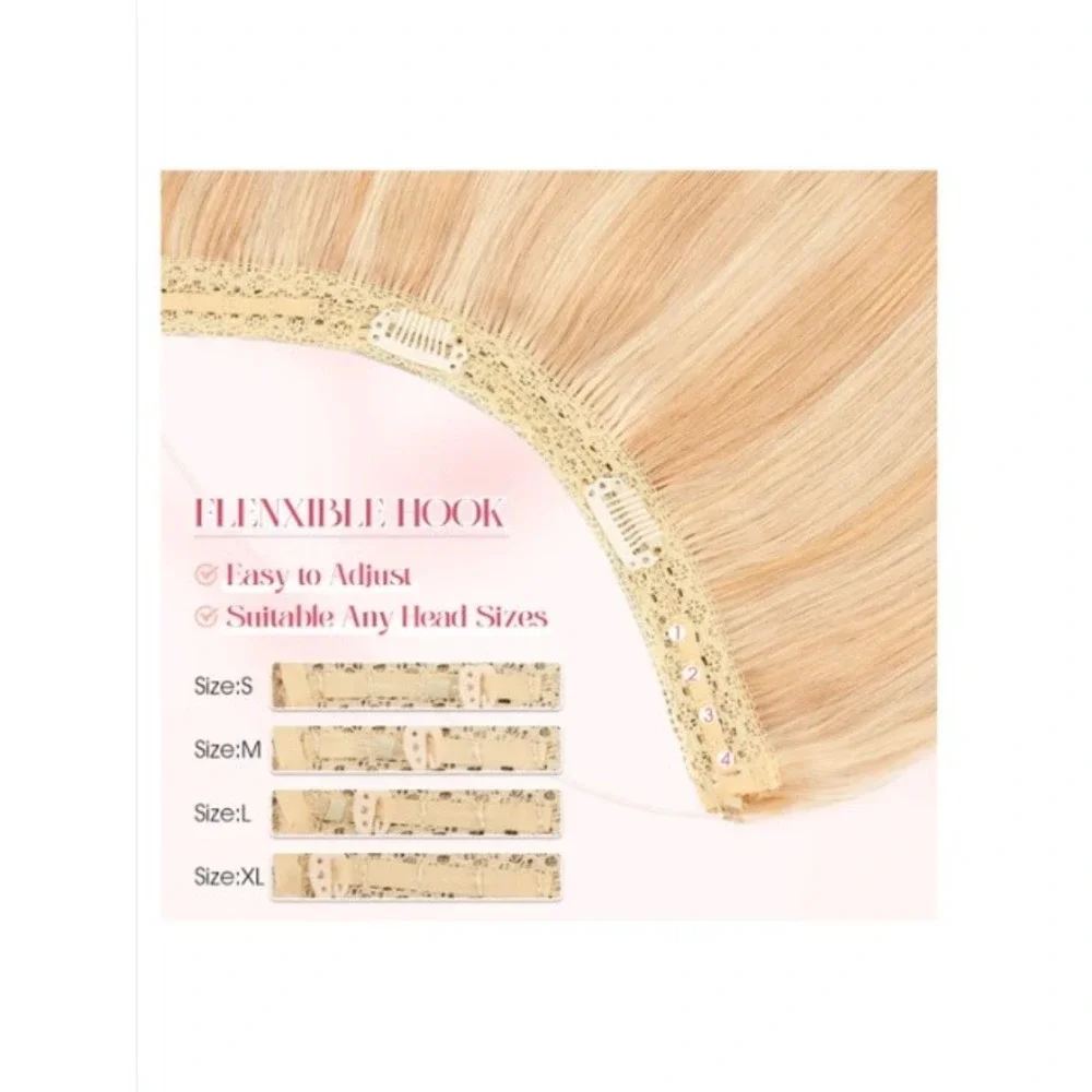 Rich Choices 18in Halo Hair Extensions Remy Human Hair Ash Blonde 18P613
